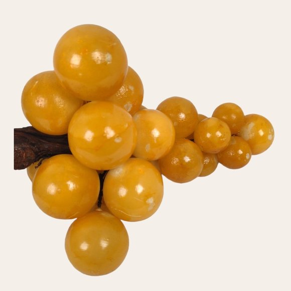 Vintage MCM Italian Alabaster Stone Grapes Grape Cluster Driftwood Stem LARGE 15 - Picture 11 of 11